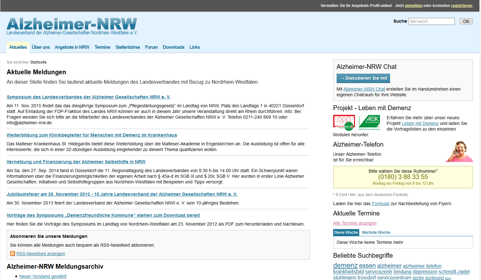 Website Alzheimer-NRW